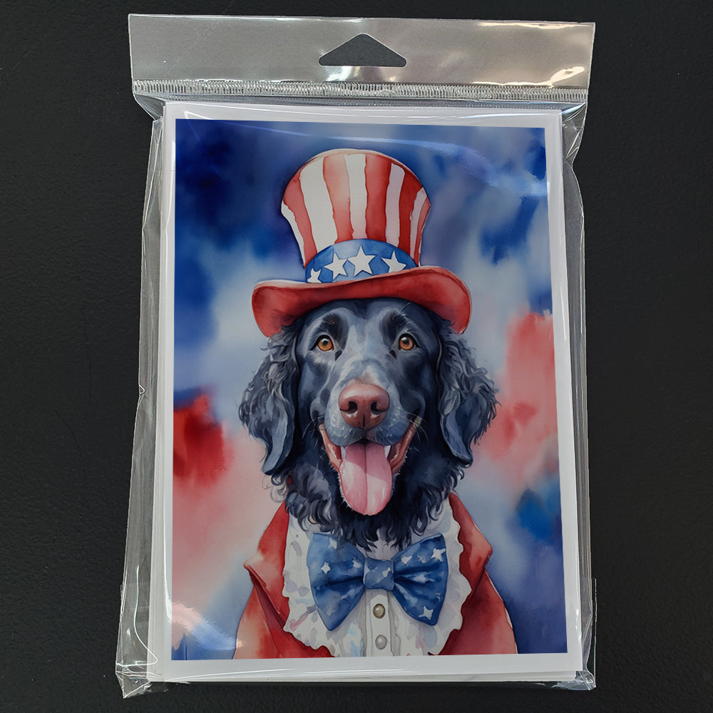 Curly-Coated Retriever Patriotic American Greeting Cards Pack of 8 Blank Cards with Envelopes Whimsical A7 Size 5x7