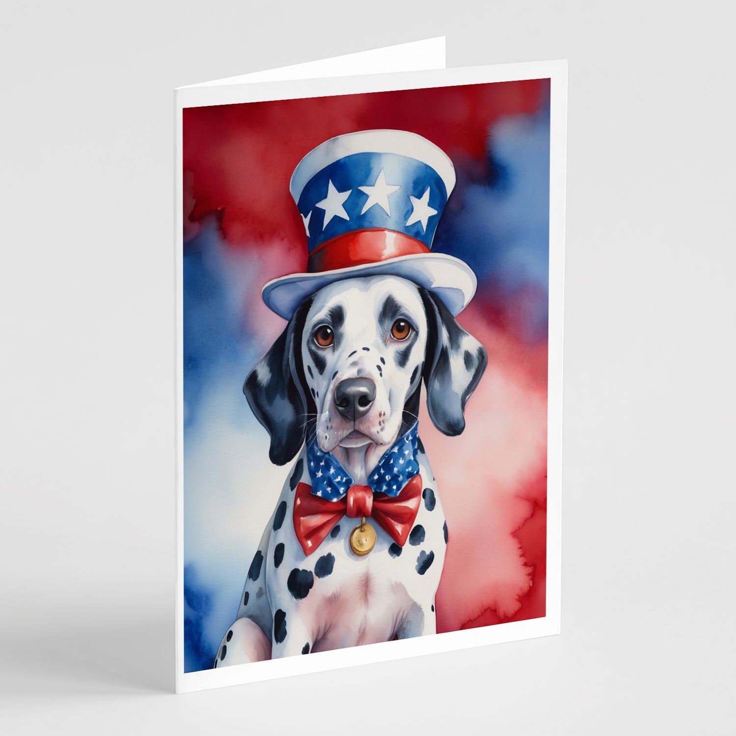 Dalmatian Patriotic American Greeting Cards Pack of 8 Blank Cards with Envelopes Whimsical A7 Size 5x7