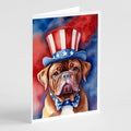 Dogue de Bordeaux Patriotic American Greeting Cards Pack of 8 Blank Cards with Envelopes Whimsical A7 Size 5x7