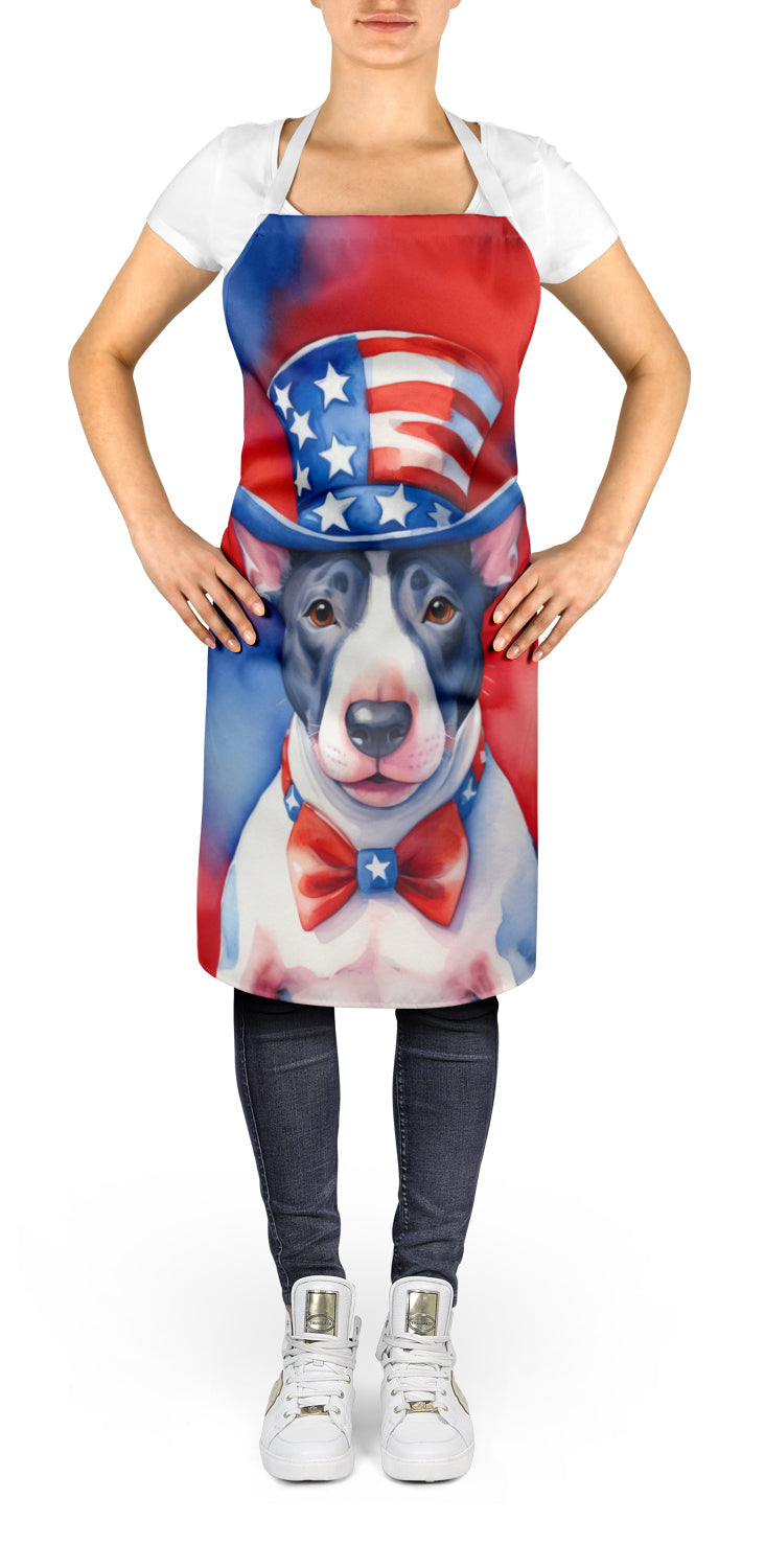 English Bull Terrier Patriotic American Apron Cooking Kitchen Server Baking Crafts Gardening for Adult Women Men, Unisex, Large, Multicolor