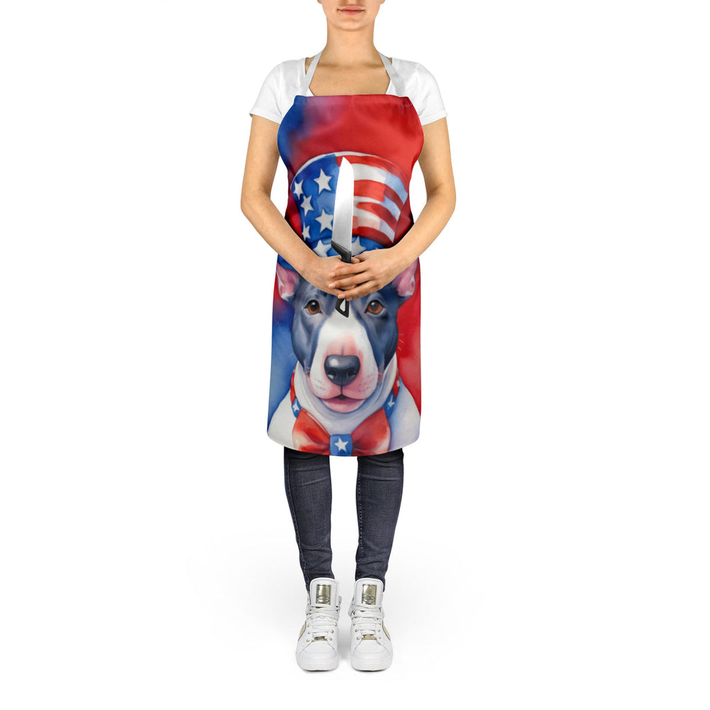 English Bull Terrier Patriotic American Apron Cooking Kitchen Server Baking Crafts Gardening for Adult Women Men, Unisex, Large, Multicolor