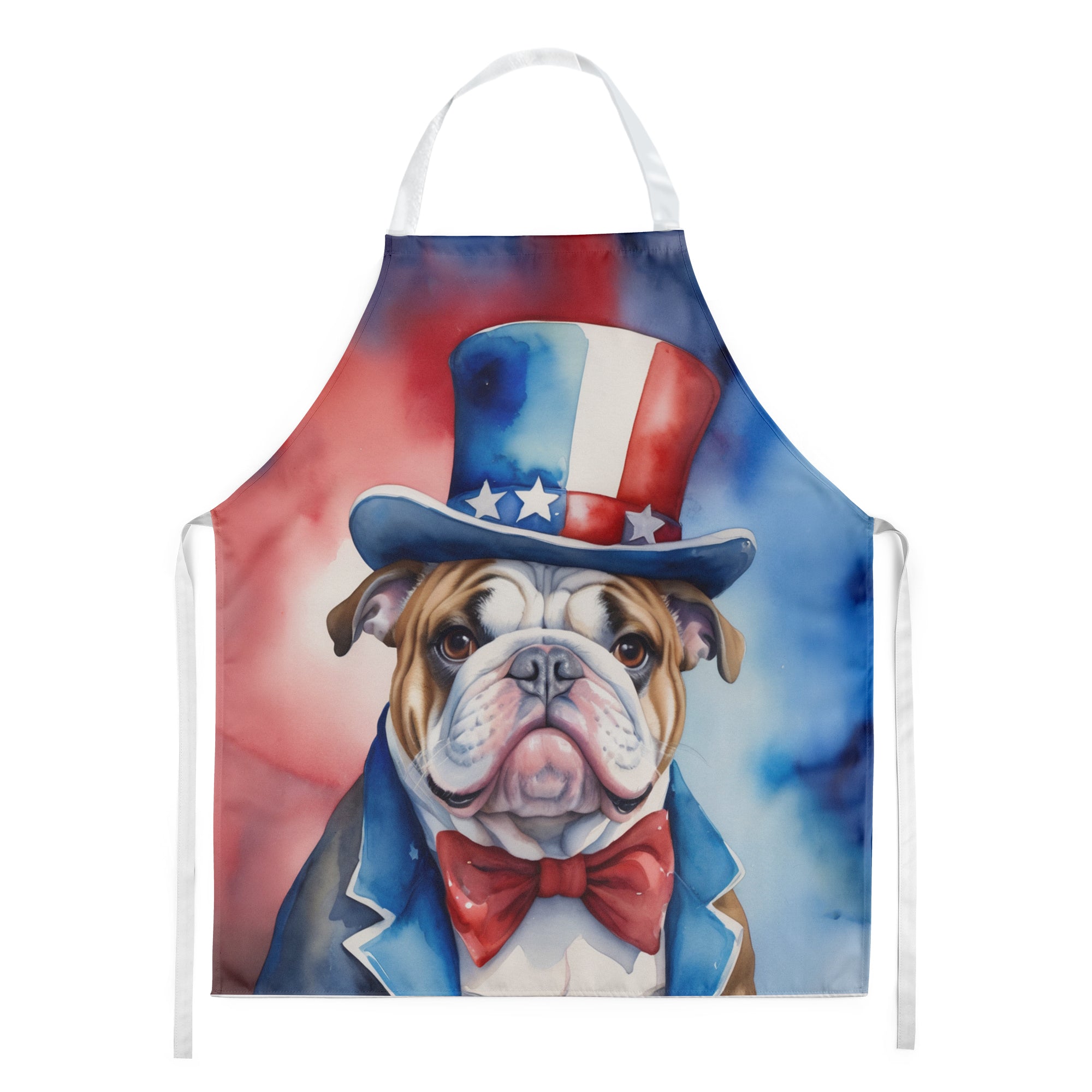 English Bulldog Patriotic American Apron Cooking Kitchen Server Baking Crafts Gardening for Adult Women Men, Unisex, Large, Multicolor
