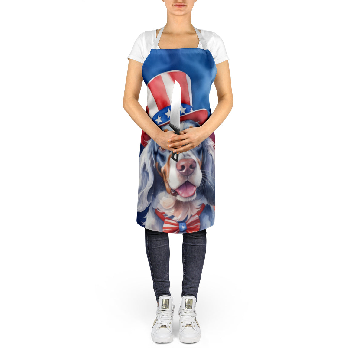 English Setter Patriotic American Apron Cooking Kitchen Server Baking Crafts Gardening for Adult Women Men, Unisex, Large, Multicolor