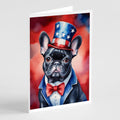 French Bulldog Patriotic American Greeting Cards Pack of 8 Blank Cards with Envelopes Whimsical A7 Size 5x7