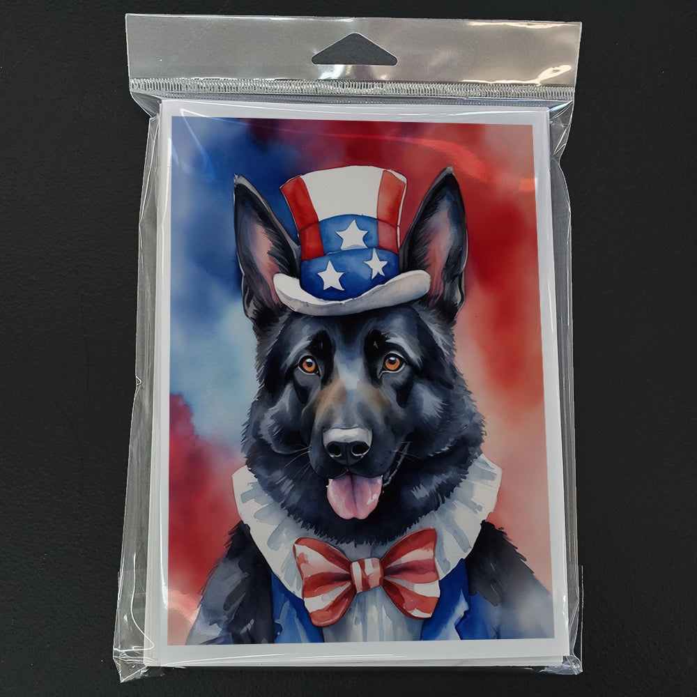 German Shepherd Patriotic American Greeting Cards Pack of 8 Blank Cards with Envelopes Whimsical A7 Size 5x7