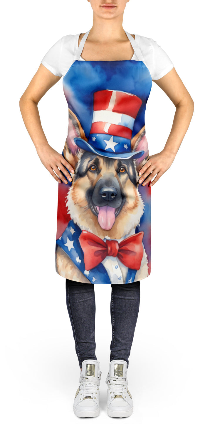 German Shepherd Patriotic American Apron Cooking Kitchen Server Baking Crafts Gardening for Adult Women Men, Unisex, Large, Multicolor