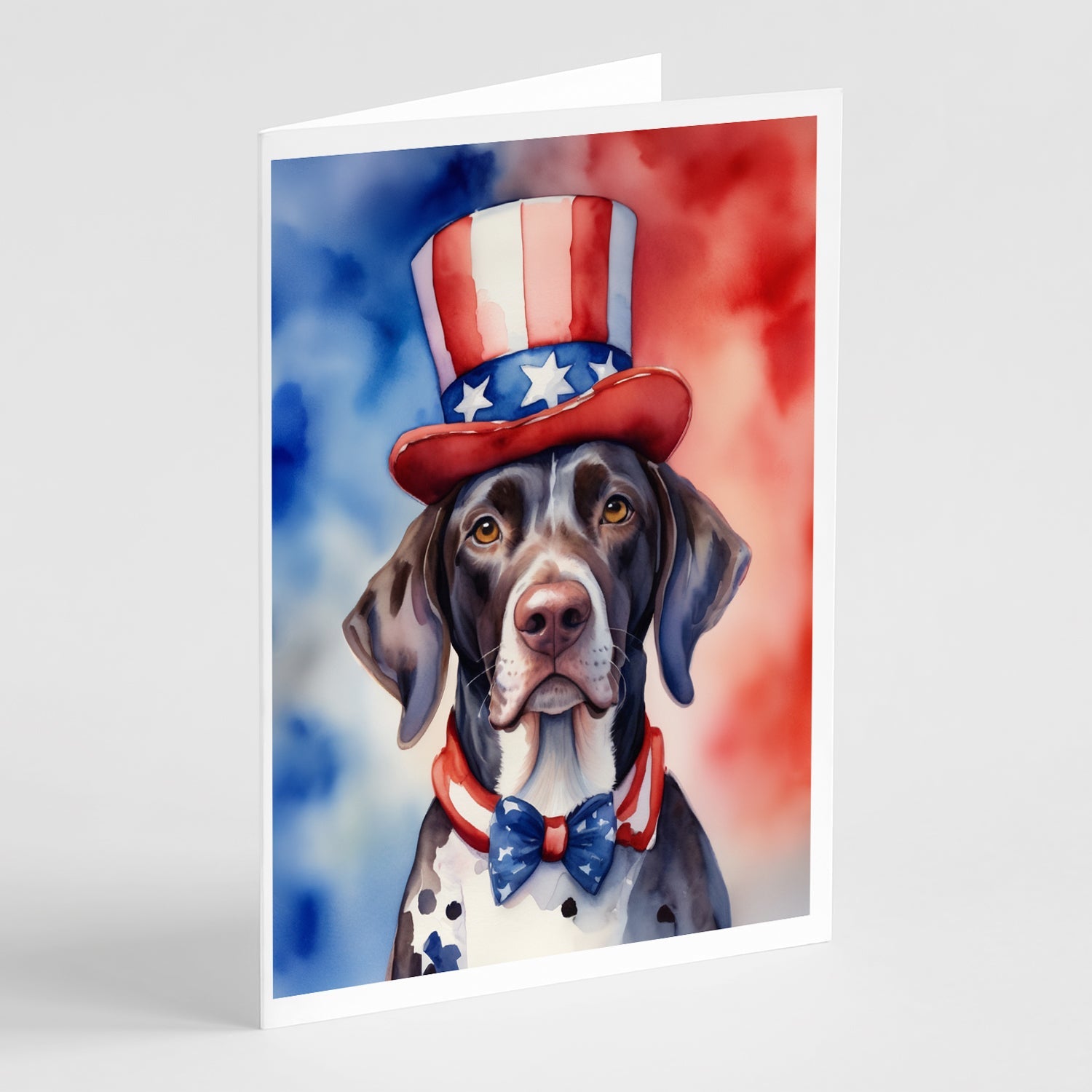 German Shorthaired Pointer Patriotic American Greeting Cards Pack of 8 Blank Cards with Envelopes Whimsical A7 Size 5x7
