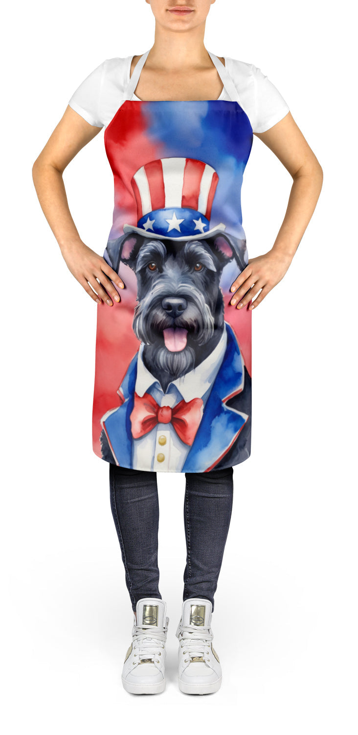 Giant Schnauzer Patriotic American Apron Cooking Kitchen Server Baking Crafts Gardening for Adult Women Men, Unisex, Large, Multicolor