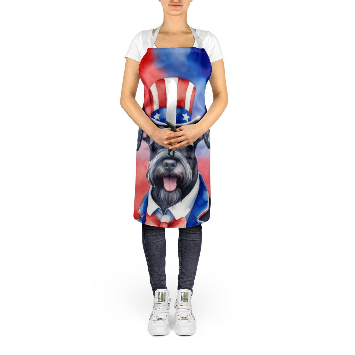 Giant Schnauzer Patriotic American Apron Cooking Kitchen Server Baking Crafts Gardening for Adult Women Men, Unisex, Large, Multicolor