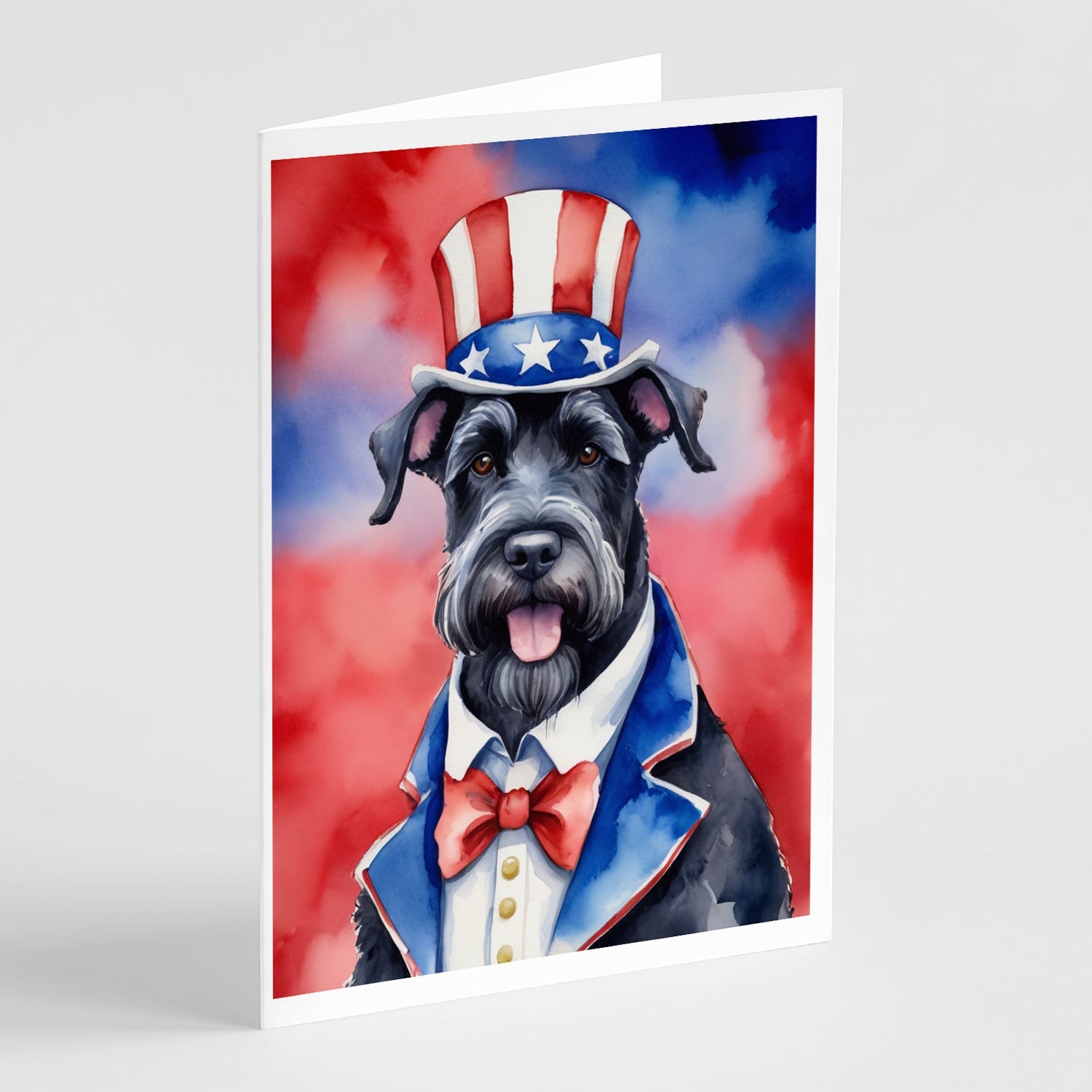 Giant Schnauzer Patriotic American Greeting Cards Pack of 8 Blank Cards with Envelopes Whimsical A7 Size 5x7