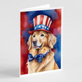 Golden Retriever Patriotic American Greeting Cards Pack of 8 Blank Cards with Envelopes Whimsical A7 Size 5x7