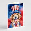 Golden Retriever Patriotic American Greeting Cards Pack of 8 Blank Cards with Envelopes Whimsical A7 Size 5x7