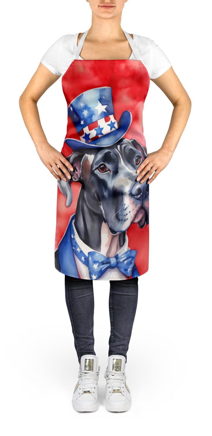 Great Dane Patriotic American Apron Cooking Kitchen Server Baking Crafts Gardening for Adult Women Men, Unisex, Large, Multicolor