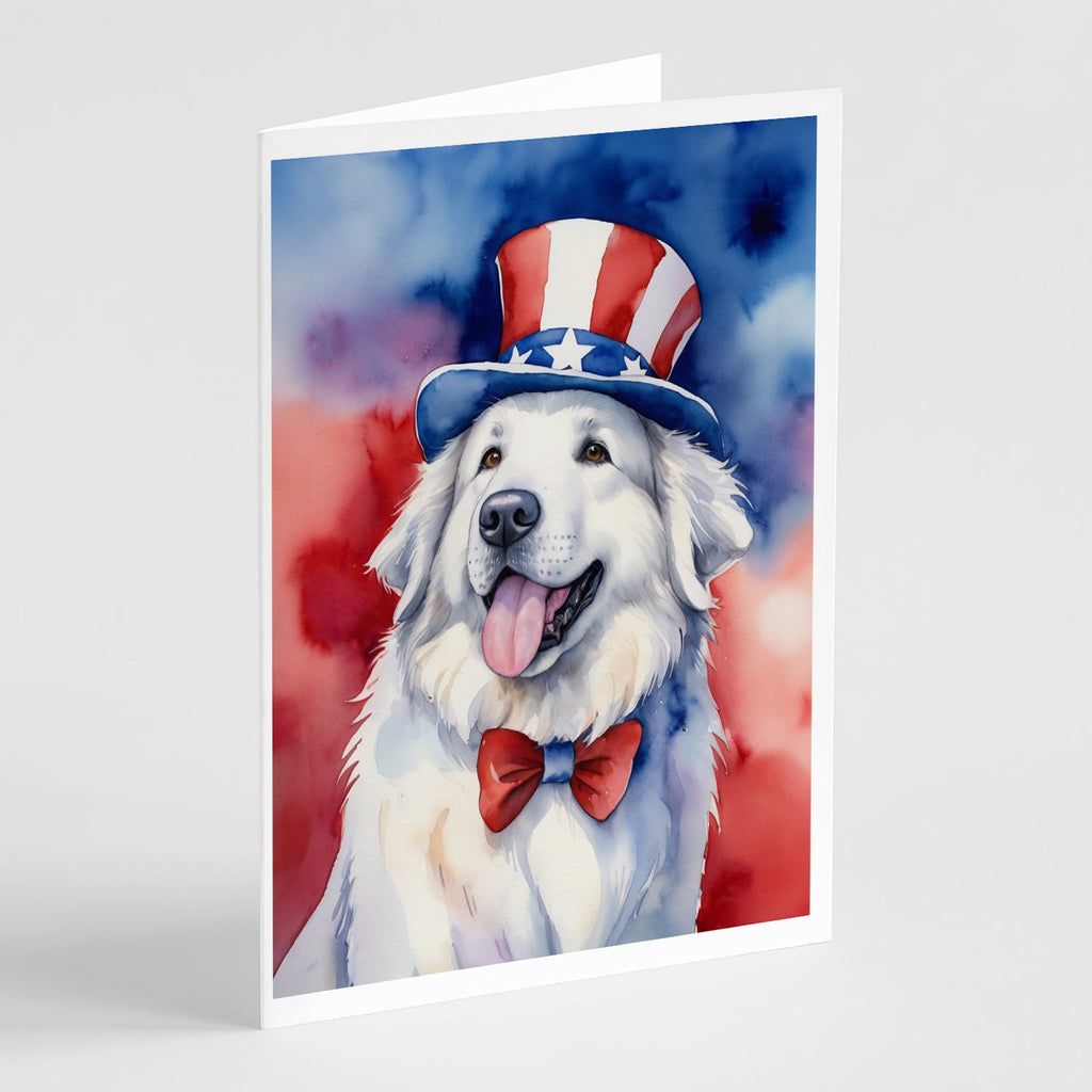 Great Pyrenees Patriotic American Greeting Cards Pack of 8 Blank Cards with Envelopes Whimsical A7 Size 5x7