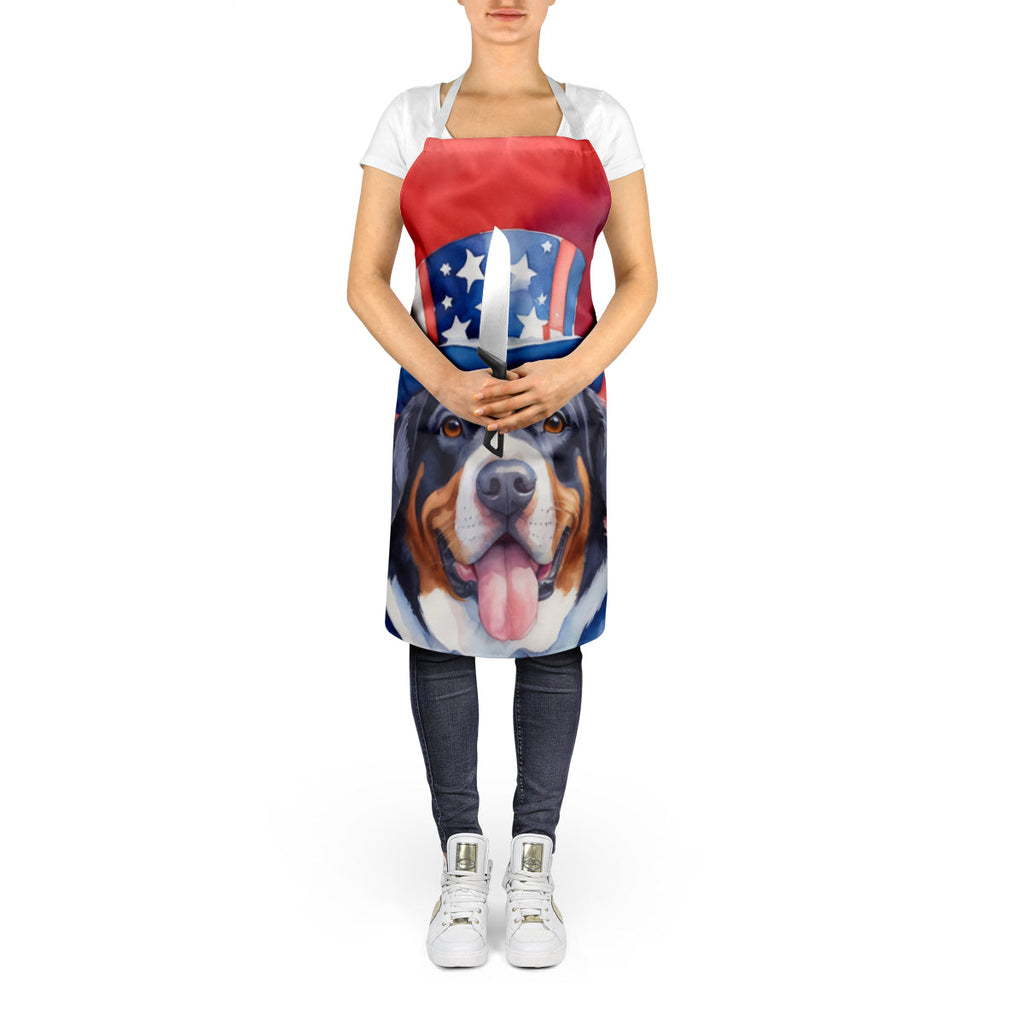 Greater Swiss Mountain Dog Patriotic American Apron Cooking Kitchen Server Baking Crafts Gardening for Adult Women Men, Unisex, Large, Multicolor