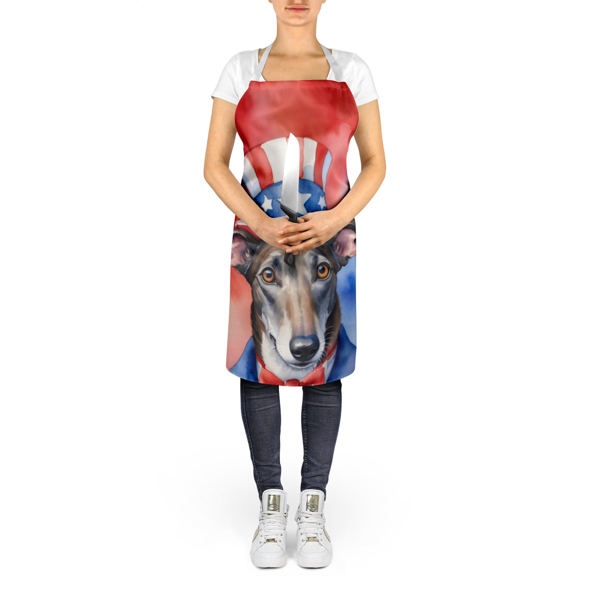 Greyhound Patriotic American Apron Cooking Kitchen Server Baking Crafts Gardening for Adult Women Men, Unisex, Large, Multicolor
