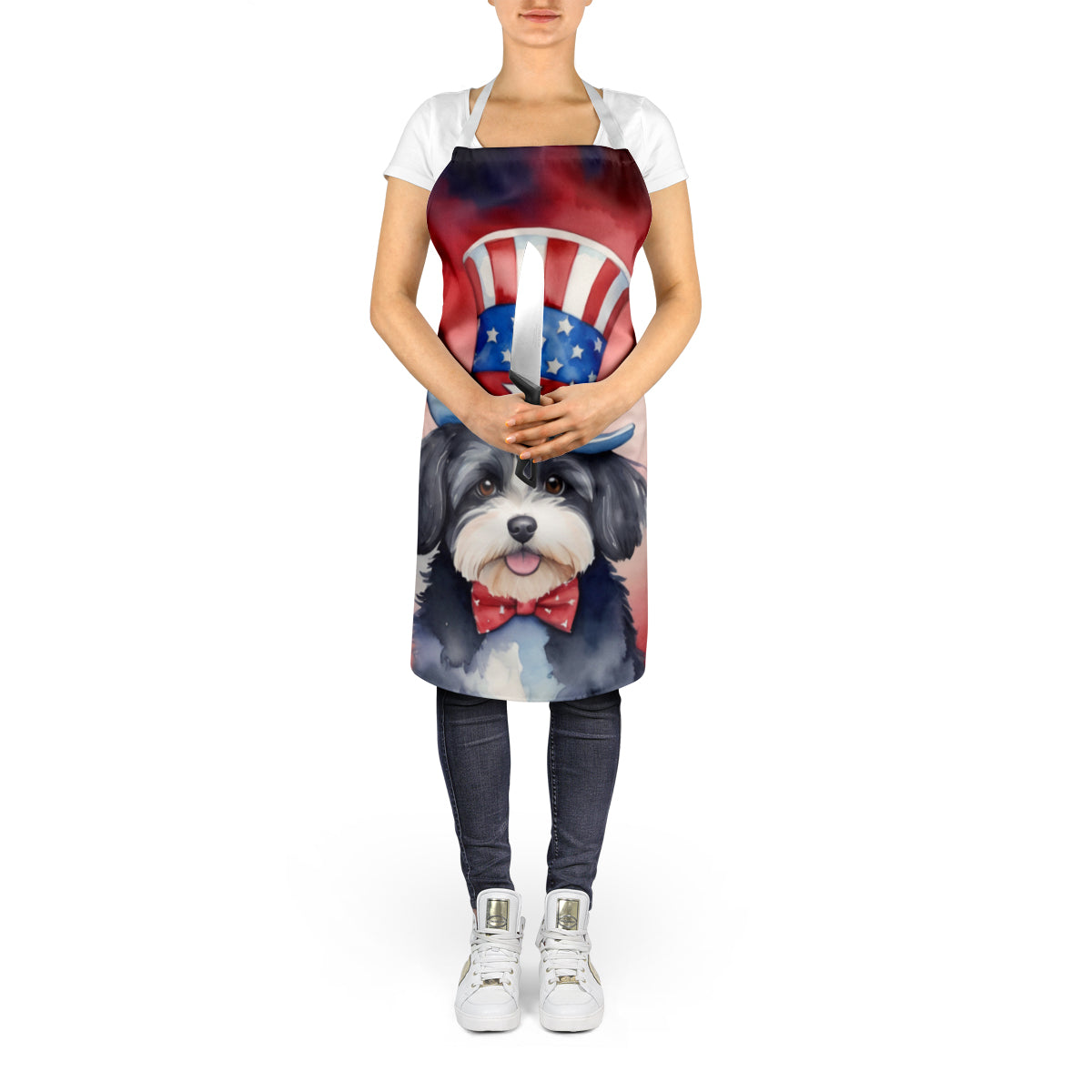 Havanese Patriotic American Apron Cooking Kitchen Server Baking Crafts Gardening for Adult Women Men, Unisex, Large, Multicolor