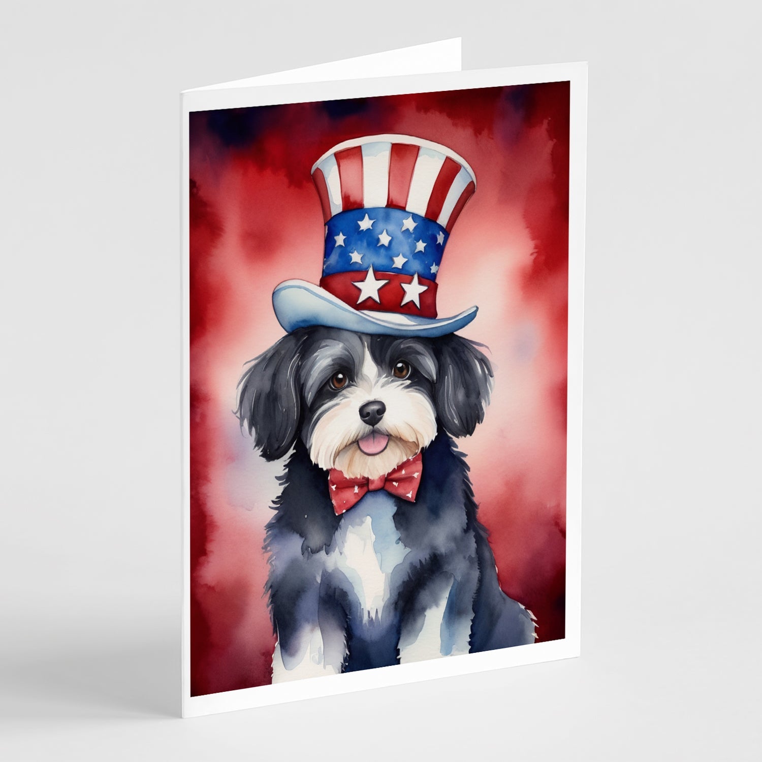 Havanese Patriotic American Greeting Cards Pack of 8 Blank Cards with Envelopes Whimsical A7 Size 5x7