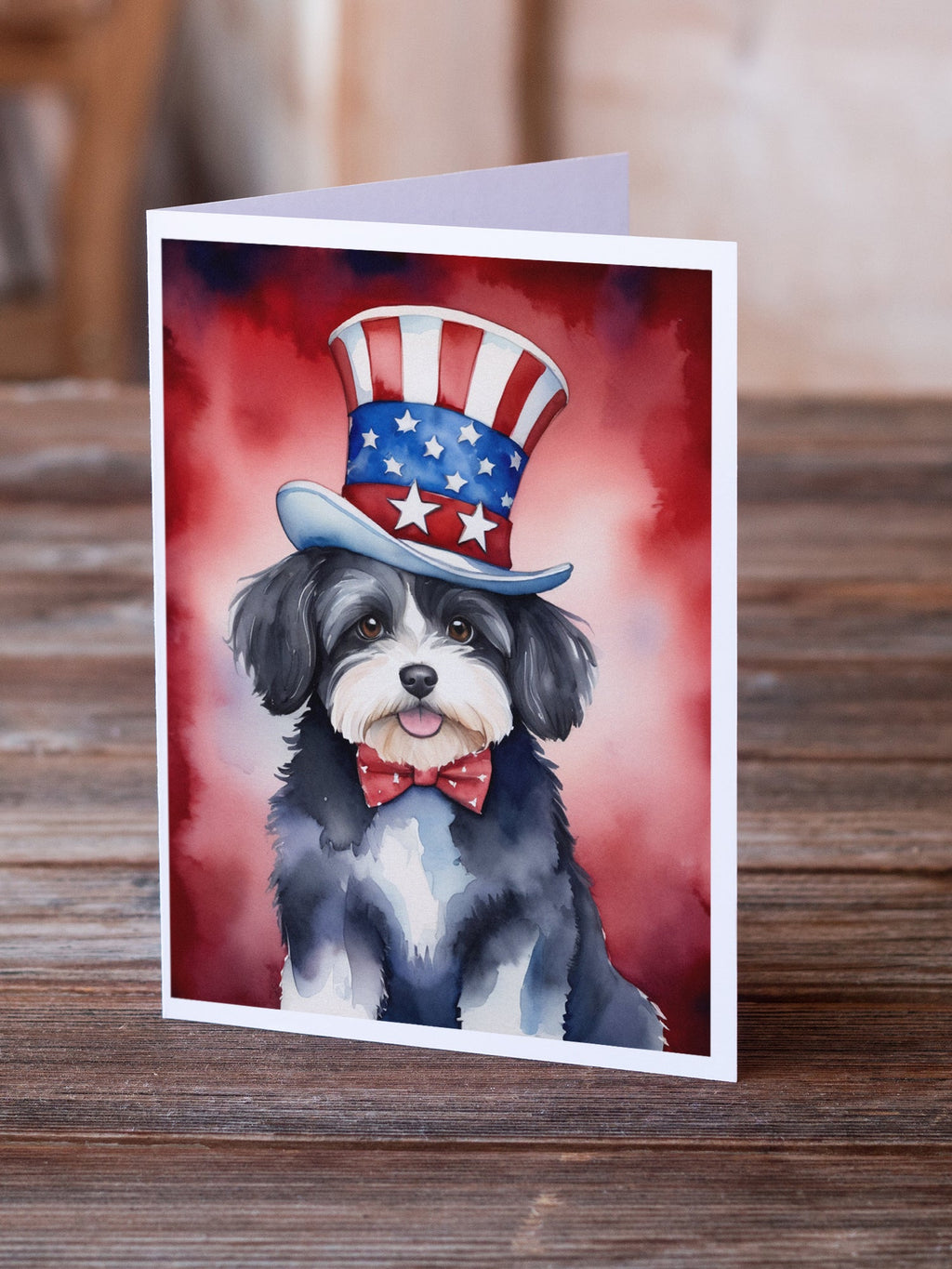 Havanese Patriotic American Greeting Cards Pack of 8 Blank Cards with Envelopes Whimsical A7 Size 5x7