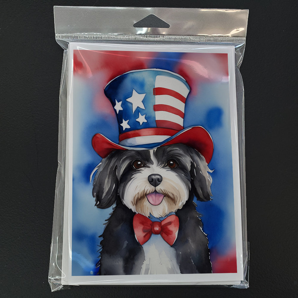 Havanese Patriotic American Greeting Cards Pack of 8 Blank Cards with Envelopes Whimsical A7 Size 5x7