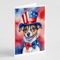 Jack Russell Terrier Patriotic American Greeting Cards Pack of 8 Blank Cards with Envelopes Whimsical A7 Size 5x7