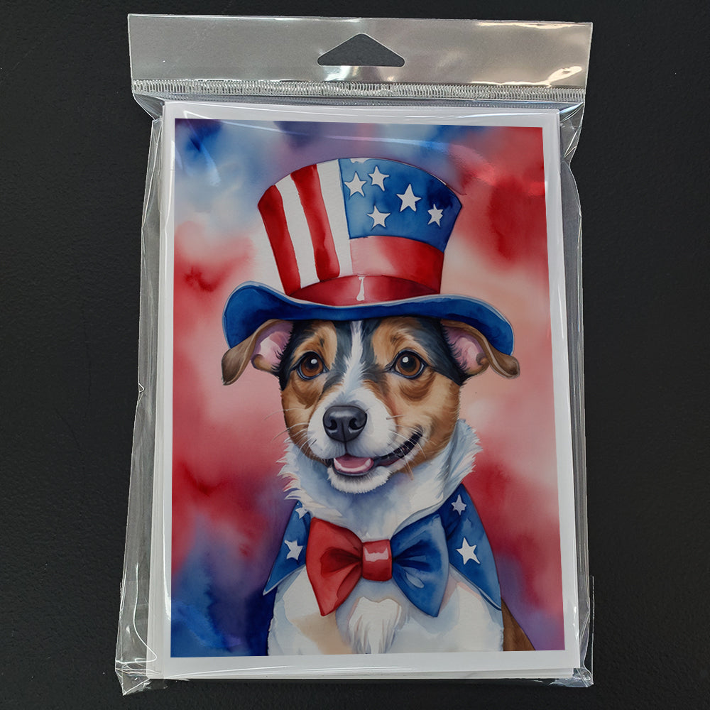 Jack Russell Terrier Patriotic American Greeting Cards Pack of 8 Blank Cards with Envelopes Whimsical A7 Size 5x7