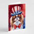 Japanese Chin Patriotic American Greeting Cards Pack of 8 Blank Cards with Envelopes Whimsical A7 Size 5x7