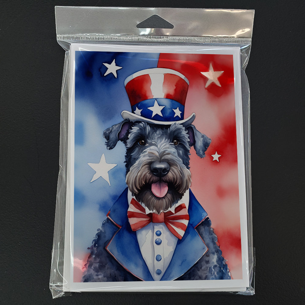 Kerry Blue Terrier Patriotic American Greeting Cards Pack of 8 Blank Cards with Envelopes Whimsical A7 Size 5x7
