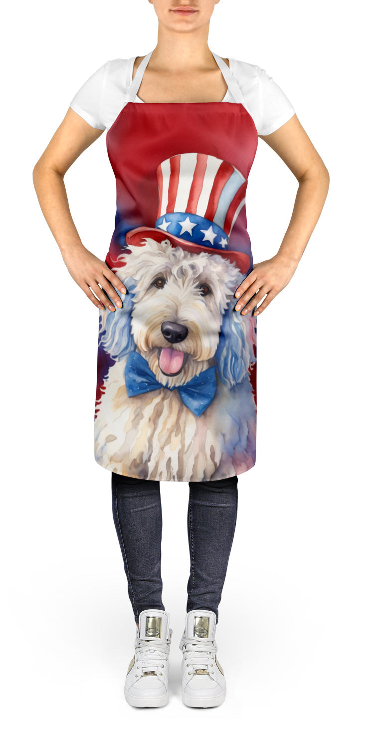 Komondor Patriotic American Apron Cooking Kitchen Server Baking Crafts Gardening for Adult Women Men, Unisex, Large, Multicolor