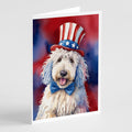 Komondor Patriotic American Greeting Cards Pack of 8 Blank Cards with Envelopes Whimsical A7 Size 5x7