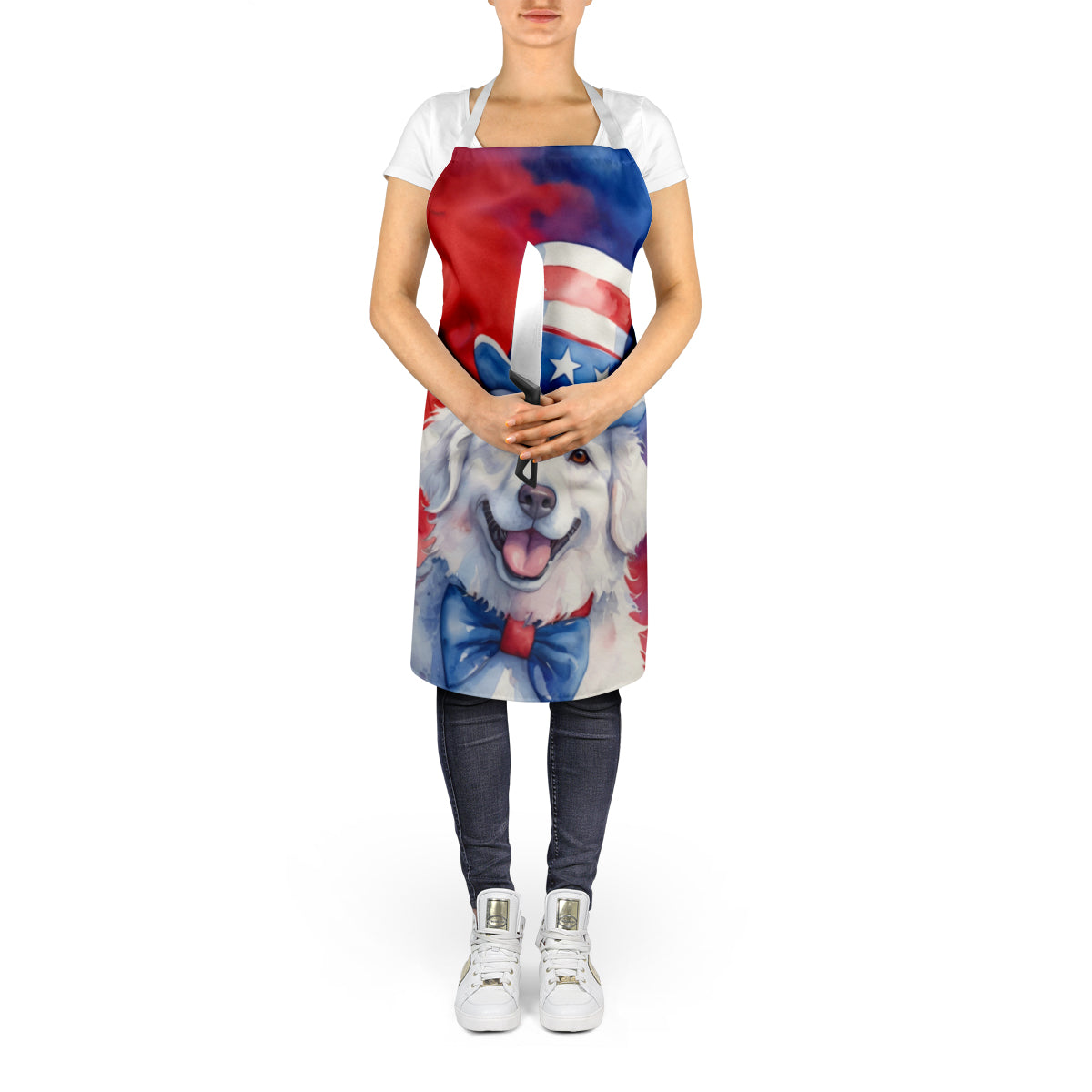 Kuvasz Patriotic American Apron Cooking Kitchen Server Baking Crafts Gardening for Adult Women Men, Unisex, Large, Multicolor