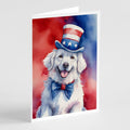 Kuvasz Patriotic American Greeting Cards Pack of 8 Blank Cards with Envelopes Whimsical A7 Size 5x7