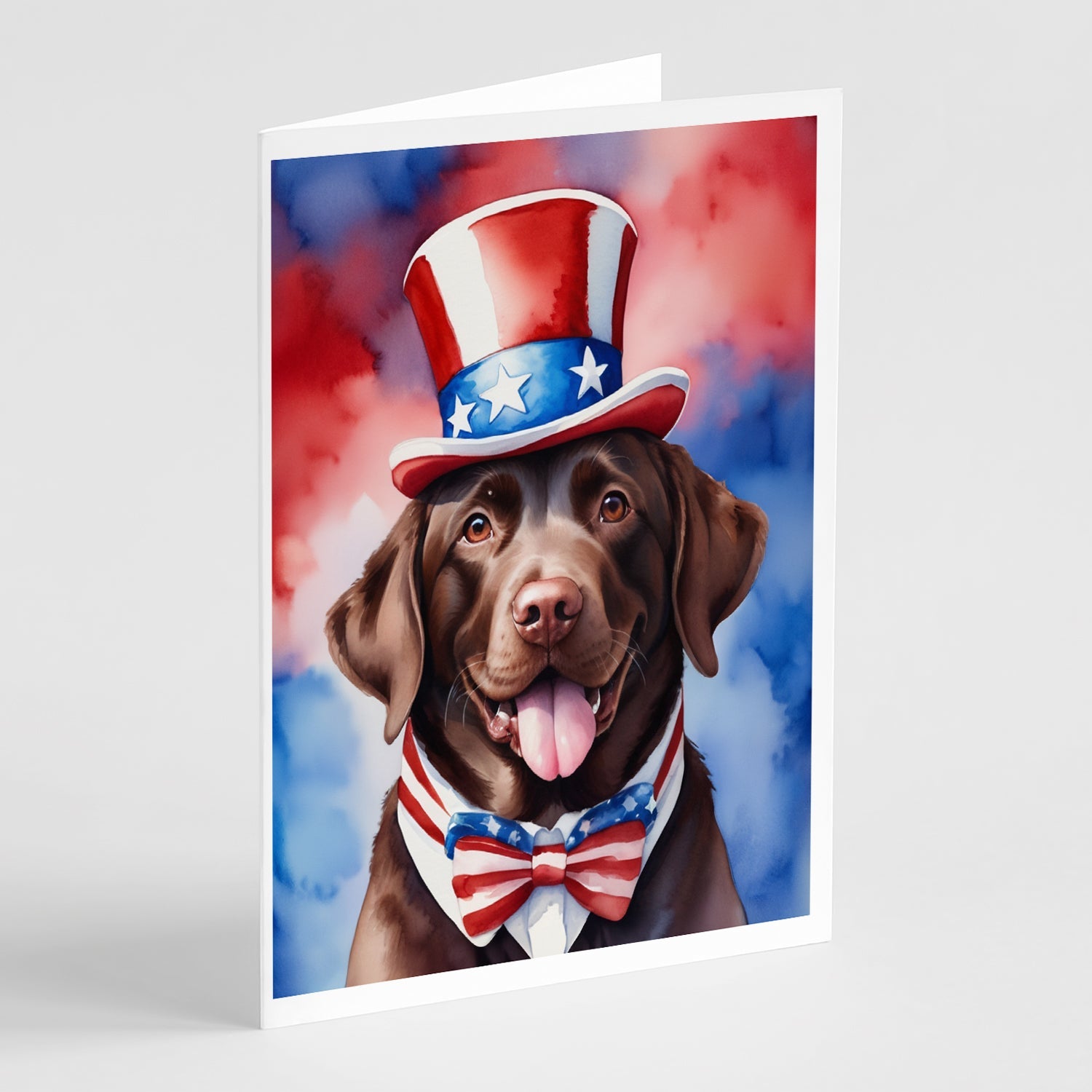 Labrador Retriever Patriotic American Greeting Cards Pack of 8 Blank Cards with Envelopes Whimsical A7 Size 5x7
