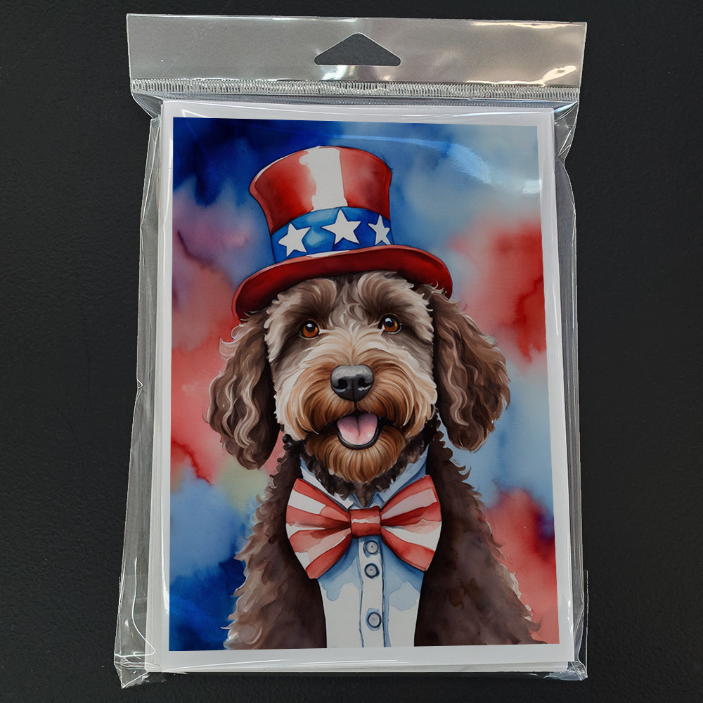 Labradoodle Patriotic American Greeting Cards Pack of 8 Blank Cards with Envelopes Whimsical A7 Size 5x7