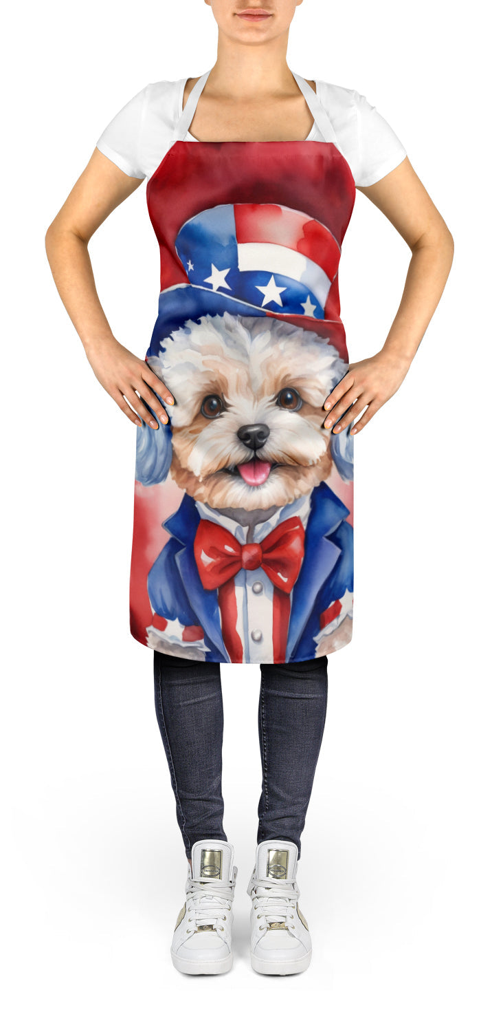 Maltipoo Patriotic American Apron Cooking Kitchen Server Baking Crafts Gardening for Adult Women Men, Unisex, Large, Multicolor