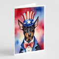 Manchester Terrier Patriotic American Greeting Cards Pack of 8 Blank Cards with Envelopes Whimsical A7 Size 5x7