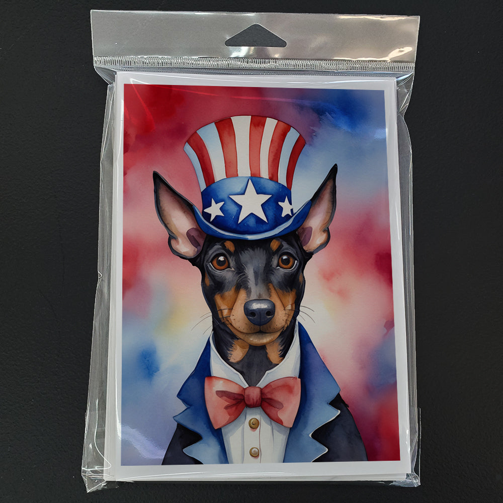 Manchester Terrier Patriotic American Greeting Cards Pack of 8 Blank Cards with Envelopes Whimsical A7 Size 5x7