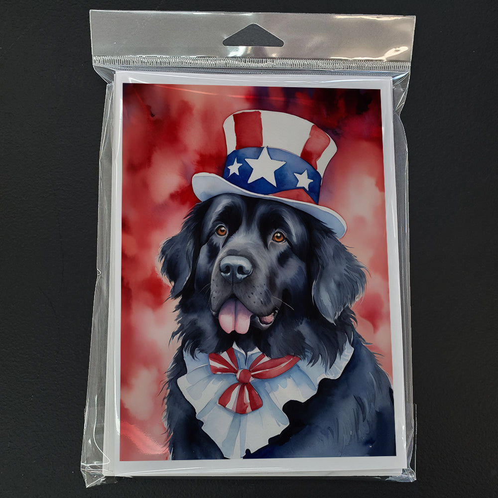 Newfoundland Patriotic American Greeting Cards Pack of 8 Blank Cards with Envelopes Whimsical A7 Size 5x7