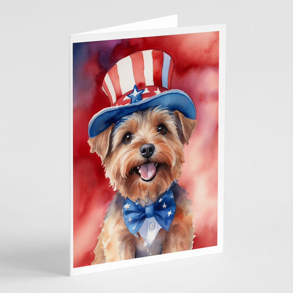 Norfolk Terrier Patriotic American Greeting Cards Pack of 8 Blank Cards with Envelopes Whimsical A7 Size 5x7
