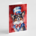 Papillon Patriotic American Greeting Cards Pack of 8 Blank Cards with Envelopes Whimsical A7 Size 5x7