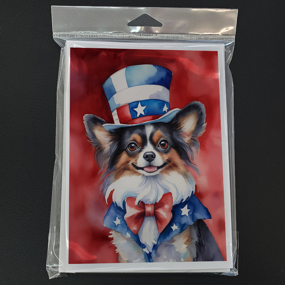 Papillon Patriotic American Greeting Cards Pack of 8 Blank Cards with Envelopes Whimsical A7 Size 5x7