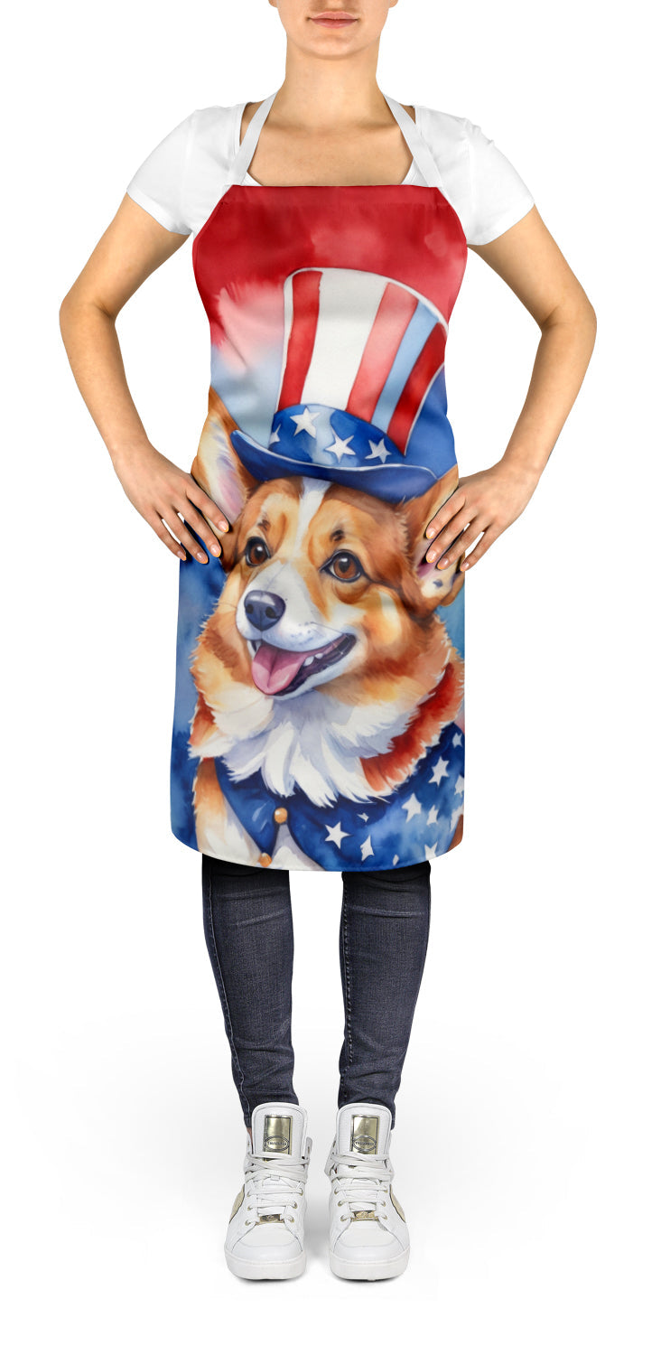 Corgi Patriotic American Apron Cooking Kitchen Server Baking Crafts Gardening for Adult Women Men, Unisex, Large, Multicolor
