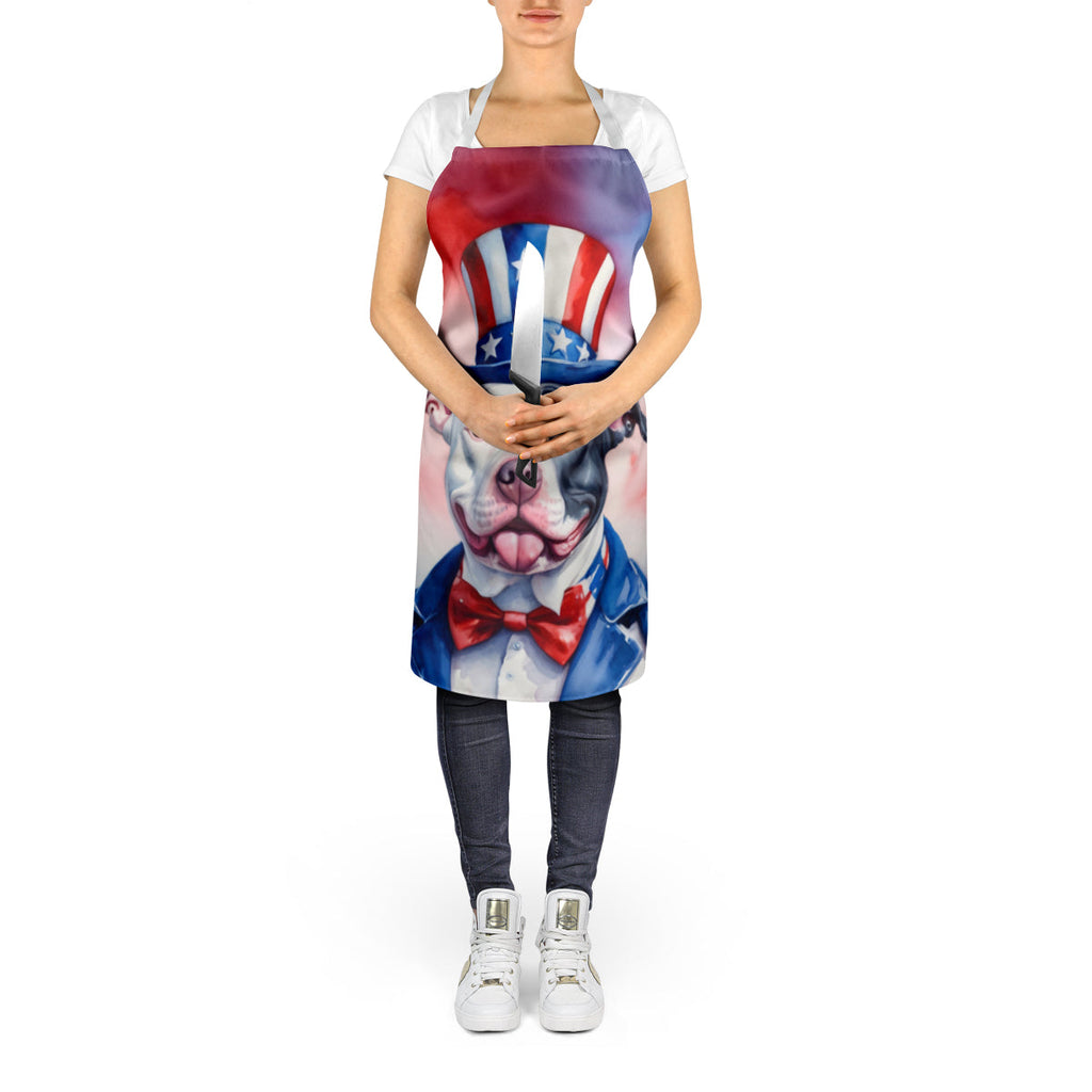 Pit Bull Terrier Patriotic American Apron Cooking Kitchen Server Baking Crafts Gardening for Adult Women Men, Unisex, Large, Multicolor