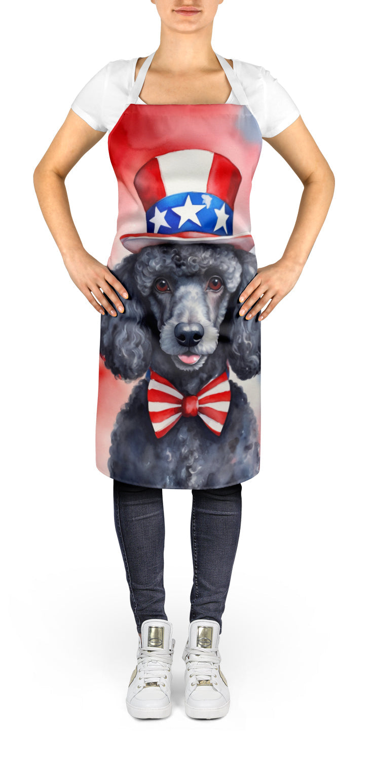 Black Poodle Patriotic American Apron Cooking Kitchen Server Baking Crafts Gardening for Adult Women Men, Unisex, Large, Multicolor