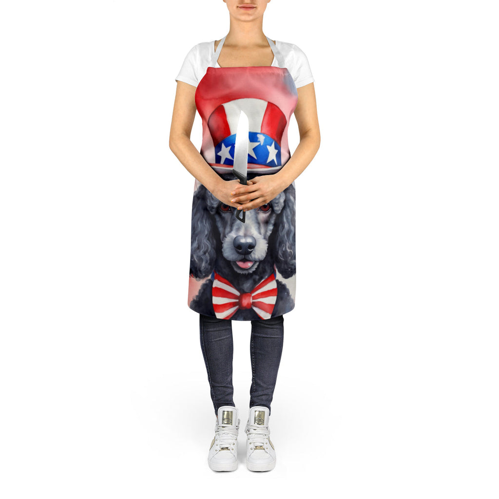 Black Poodle Patriotic American Apron Cooking Kitchen Server Baking Crafts Gardening for Adult Women Men, Unisex, Large, Multicolor