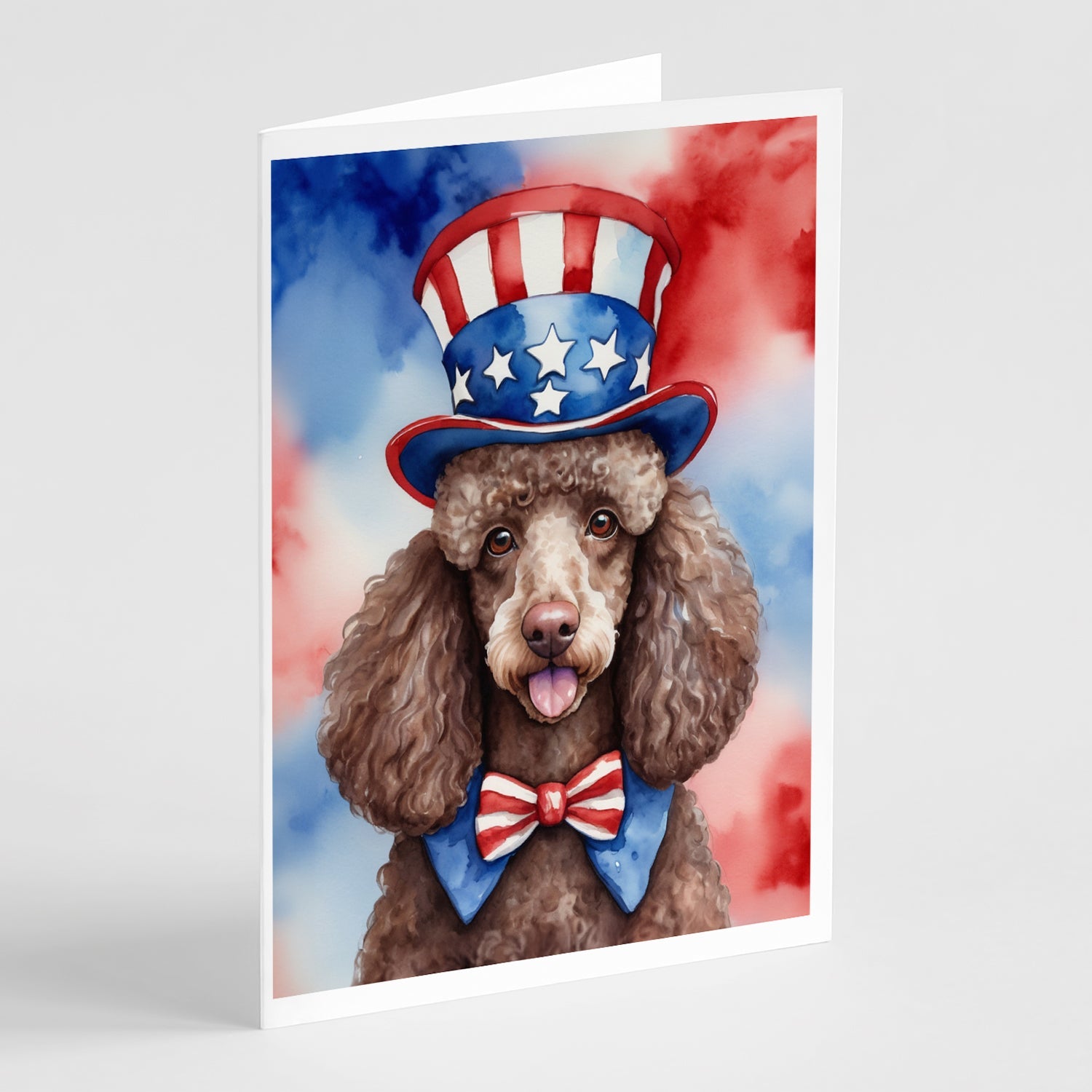 Poodle Patriotic American Greeting Cards Pack of 8 Blank Cards with Envelopes Whimsical A7 Size 5x7