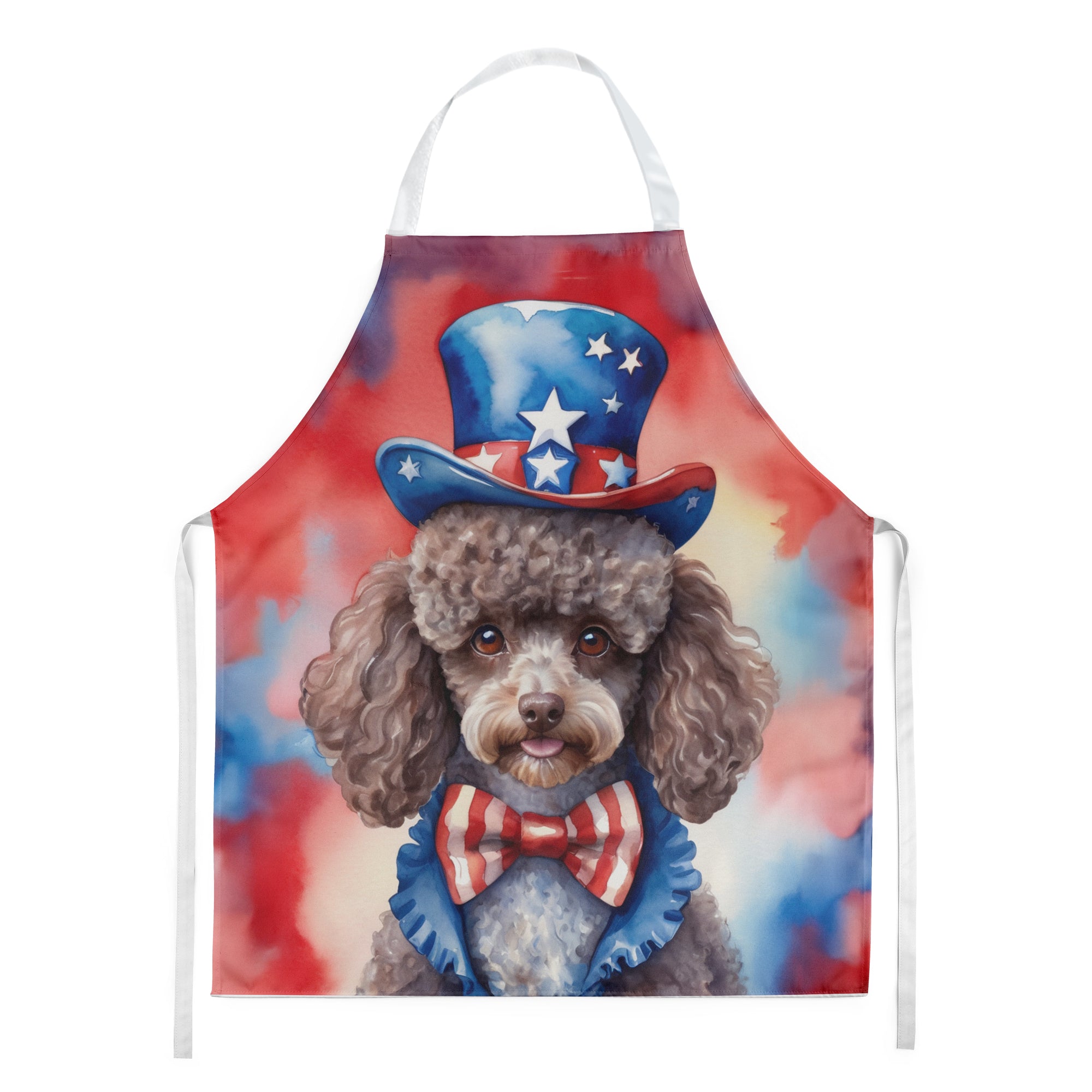 Poodle Patriotic American Apron Cooking Kitchen Server Baking Crafts Gardening for Adult Women Men, Unisex, Large, Multicolor