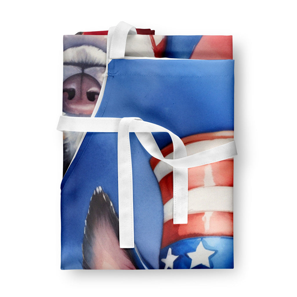 Rat Terrier Patriotic American Apron Cooking Kitchen Server Baking Crafts Gardening for Adult Women Men, Unisex, Large, Multicolor