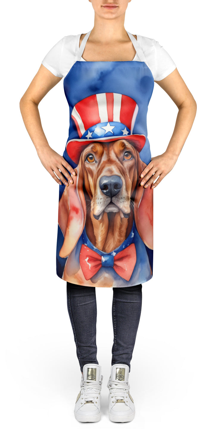 Redbone Coonhound Patriotic American Apron Cooking Kitchen Server Baking Crafts Gardening for Adult Women Men, Unisex, Large, Multicolor
