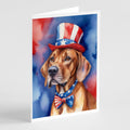 Rhodesian Ridgeback Patriotic American Greeting Cards Pack of 8 Blank Cards with Envelopes Whimsical A7 Size 5x7